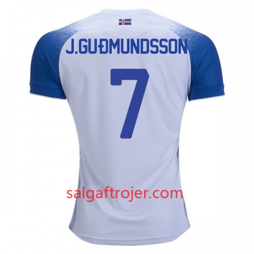Island Fodboldtrøjer J.Gudmundsson 7 Udebanesæt VM 2018 Island Fodboldtrøjer J.Gudmundsson 7 Udebanesæt VM 2018